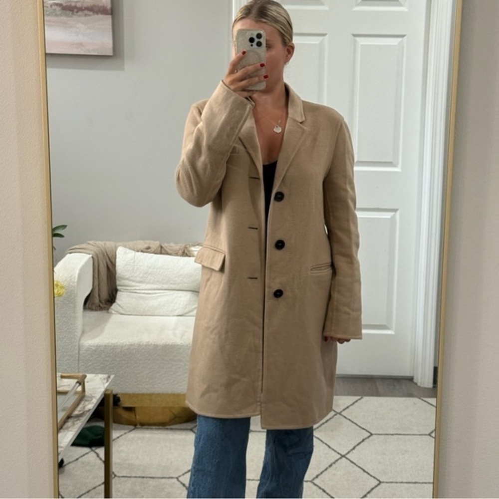 Burberry Coat Long Single Breasted Cashmere Blend in Camel Tan